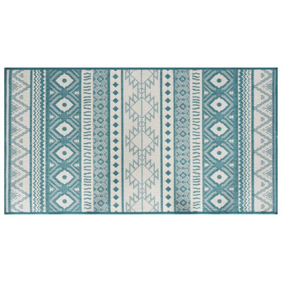 Buitenkleed omkeerbaar 100x200 cm aqua en wit