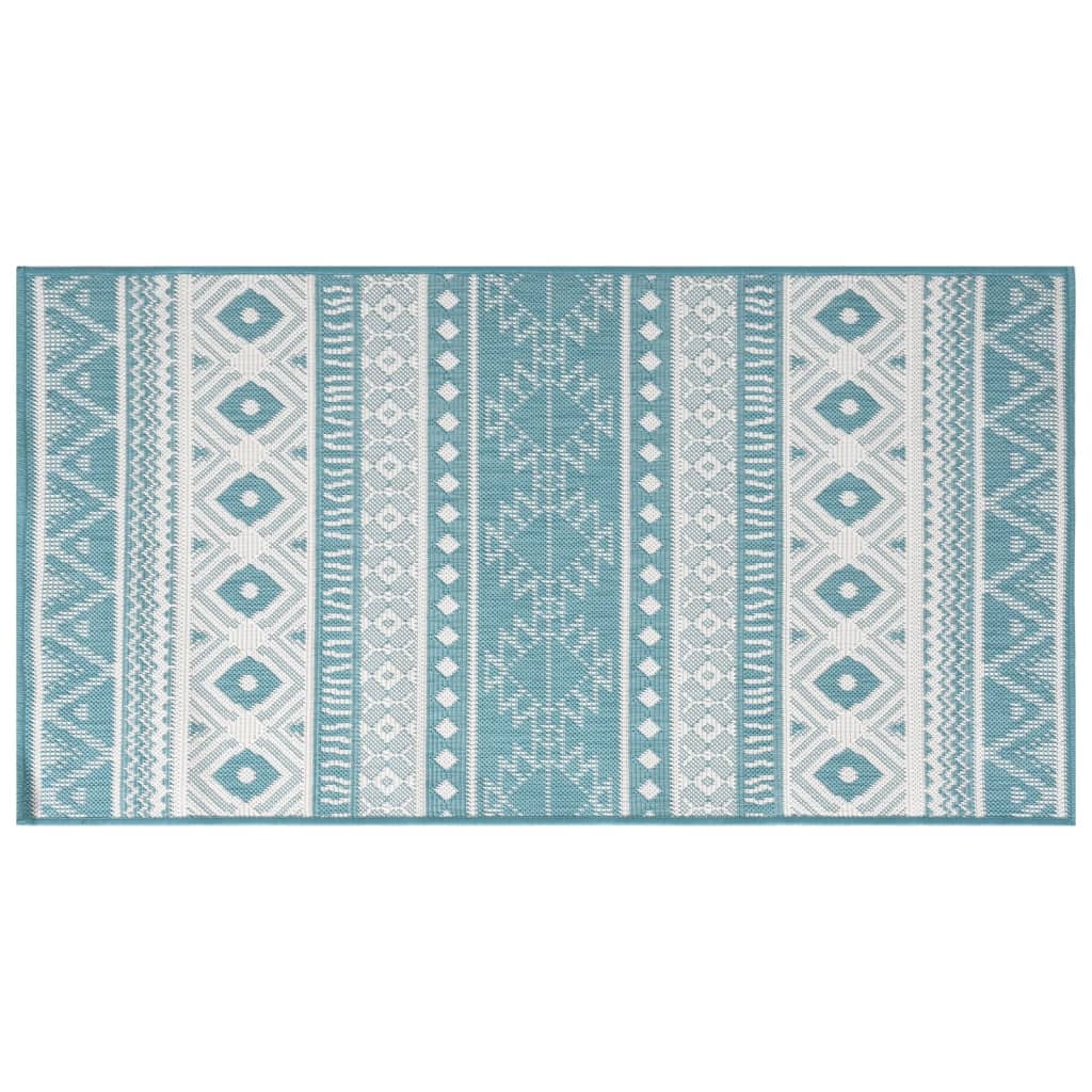 Buitenkleed omkeerbaar 100x200 cm aqua en wit
