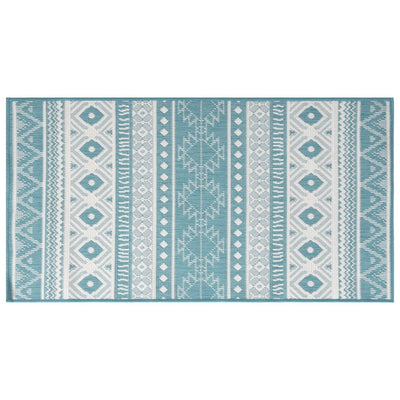 Buitenkleed omkeerbaar 100x200 cm aqua en wit