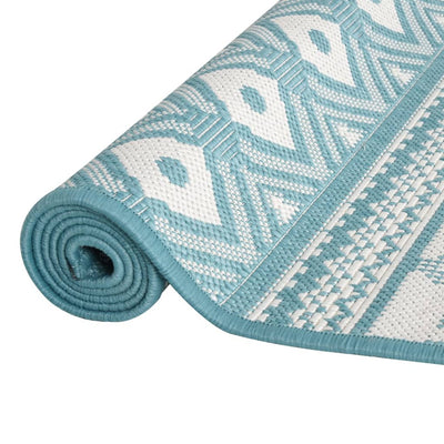 Buitenkleed omkeerbaar 100x200 cm aqua en wit