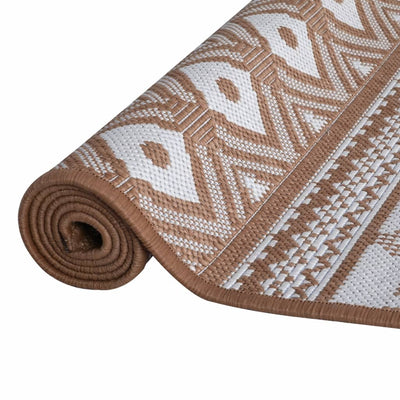 Buitenkleed omkeerbaar 80x150 cm bruin en wit