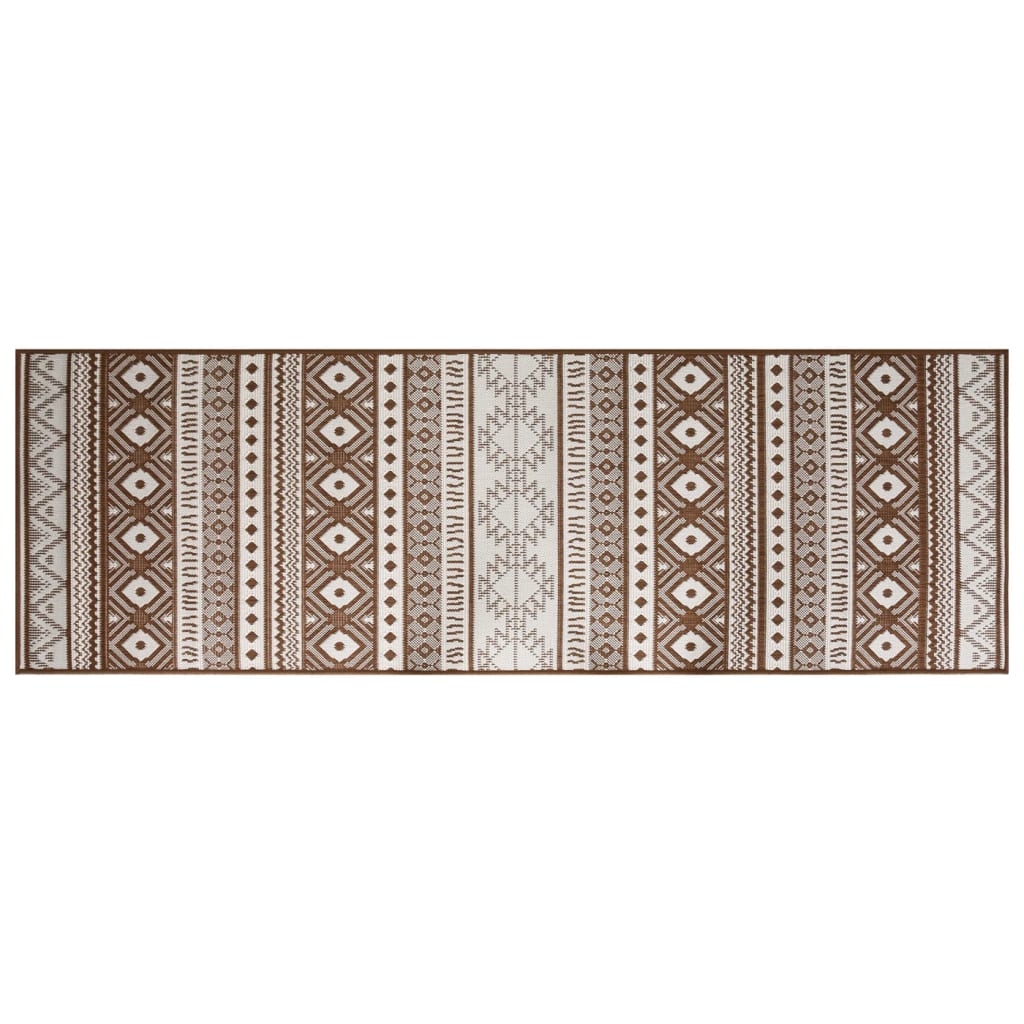 Buitenkleed omkeerbaar 80x250 cm bruin en wit