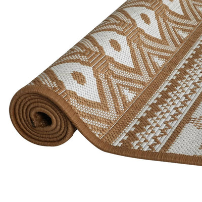 Buitenkleed omkeerbaar 80x250 cm bruin en wit