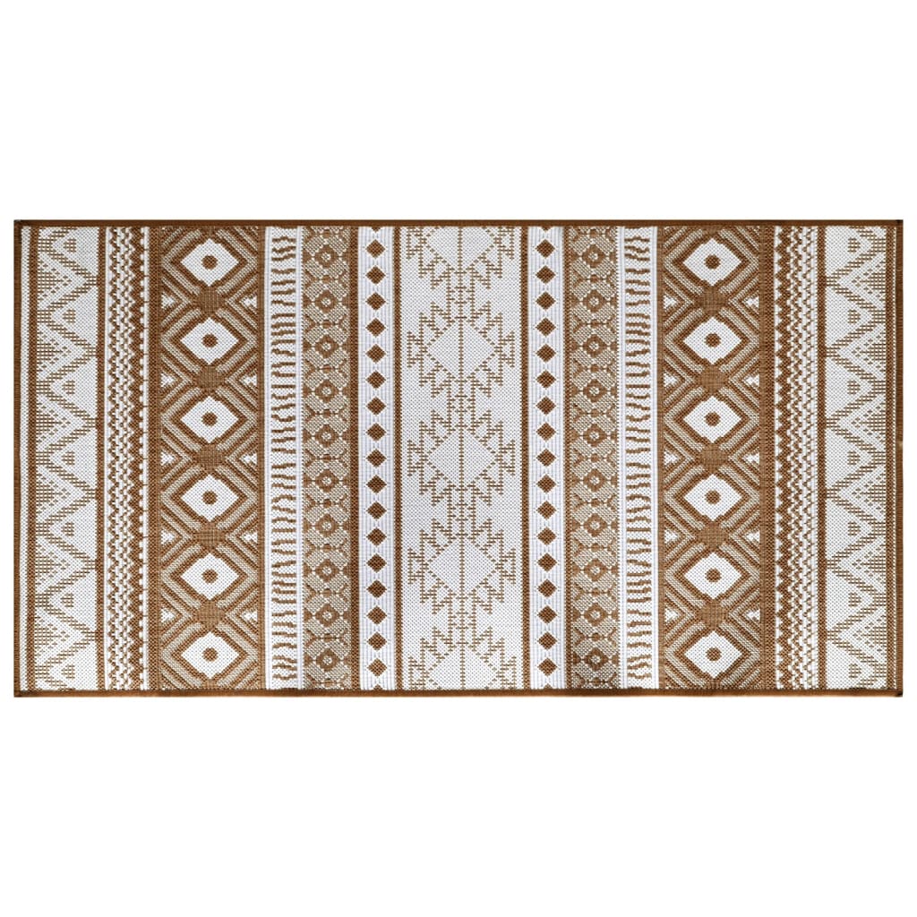 Buitenkleed omkeerbaar 100x200 cm bruin en wit
