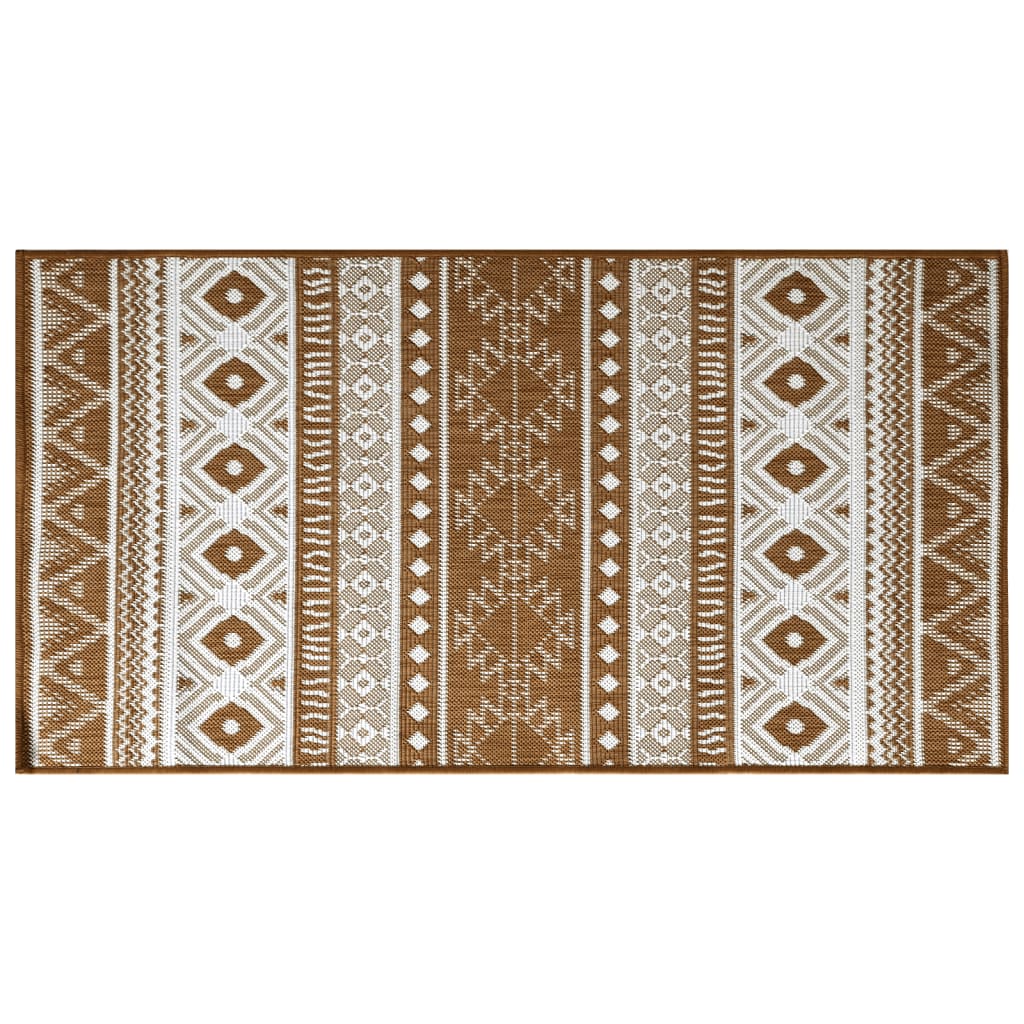 Buitenkleed omkeerbaar 100x200 cm bruin en wit