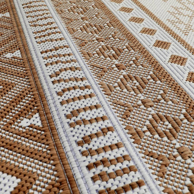 Buitenkleed omkeerbaar 100x200 cm bruin en wit