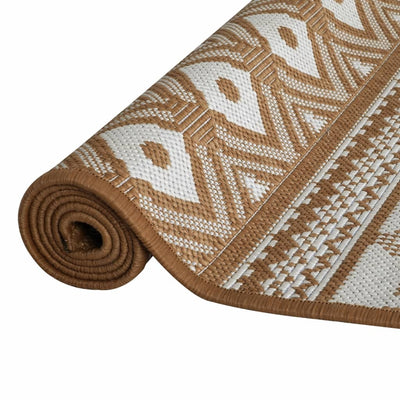 Buitenkleed omkeerbaar 100x200 cm bruin en wit