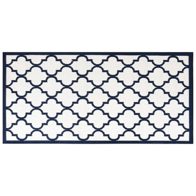 Buitenkleed omkeerbaar 80x150 cm marineblauw en wit