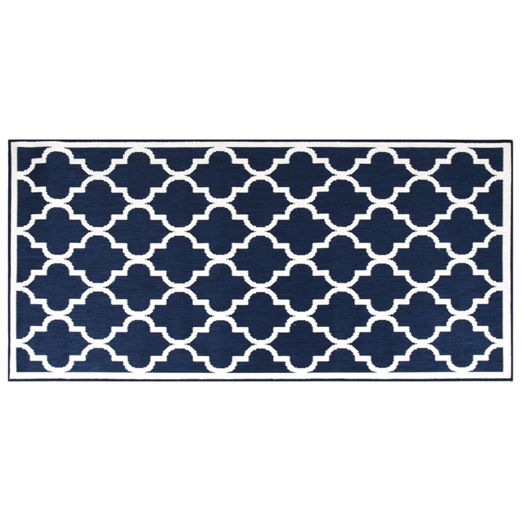 Buitenkleed omkeerbaar 80x150 cm marineblauw en wit