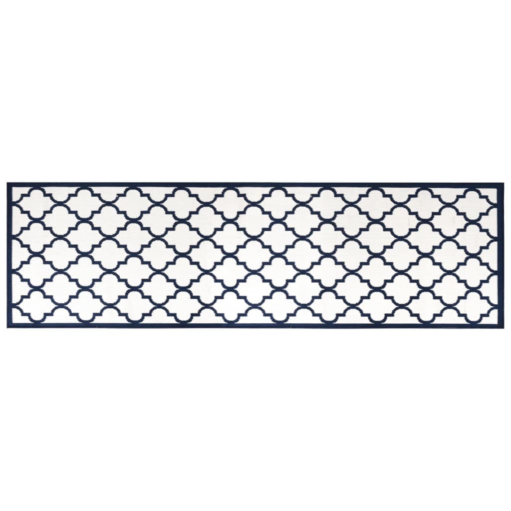 Buitenkleed omkeerbaar 80x250 cm marineblauw en wit