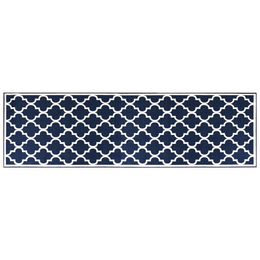 Buitenkleed omkeerbaar 80x250 cm marineblauw en wit