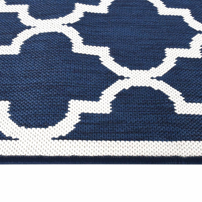 Buitenkleed omkeerbaar 80x250 cm marineblauw en wit