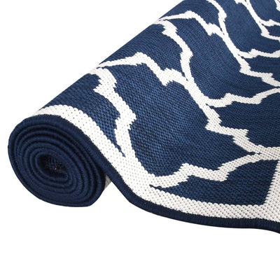 Buitenkleed omkeerbaar 80x250 cm marineblauw en wit