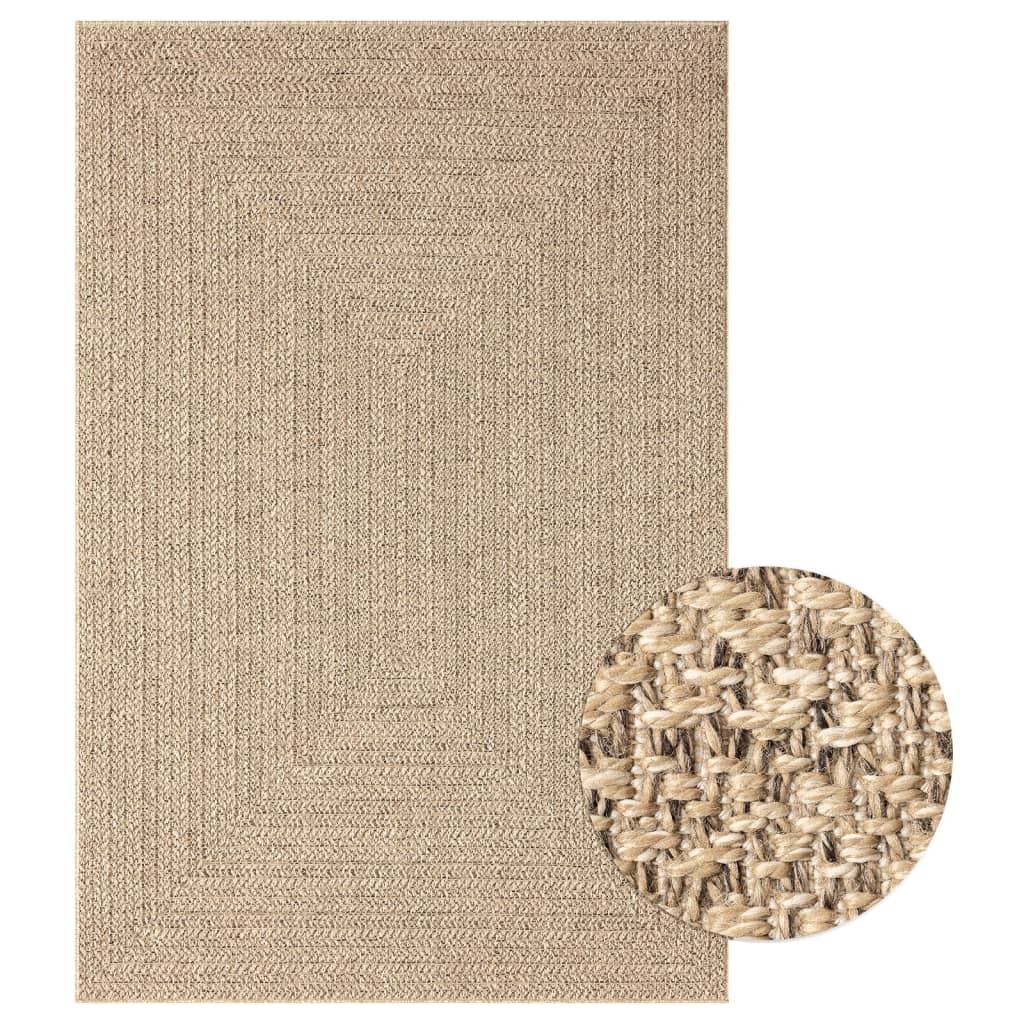 Vloerkleed 140x200 cm voor binnen en buiten jute look