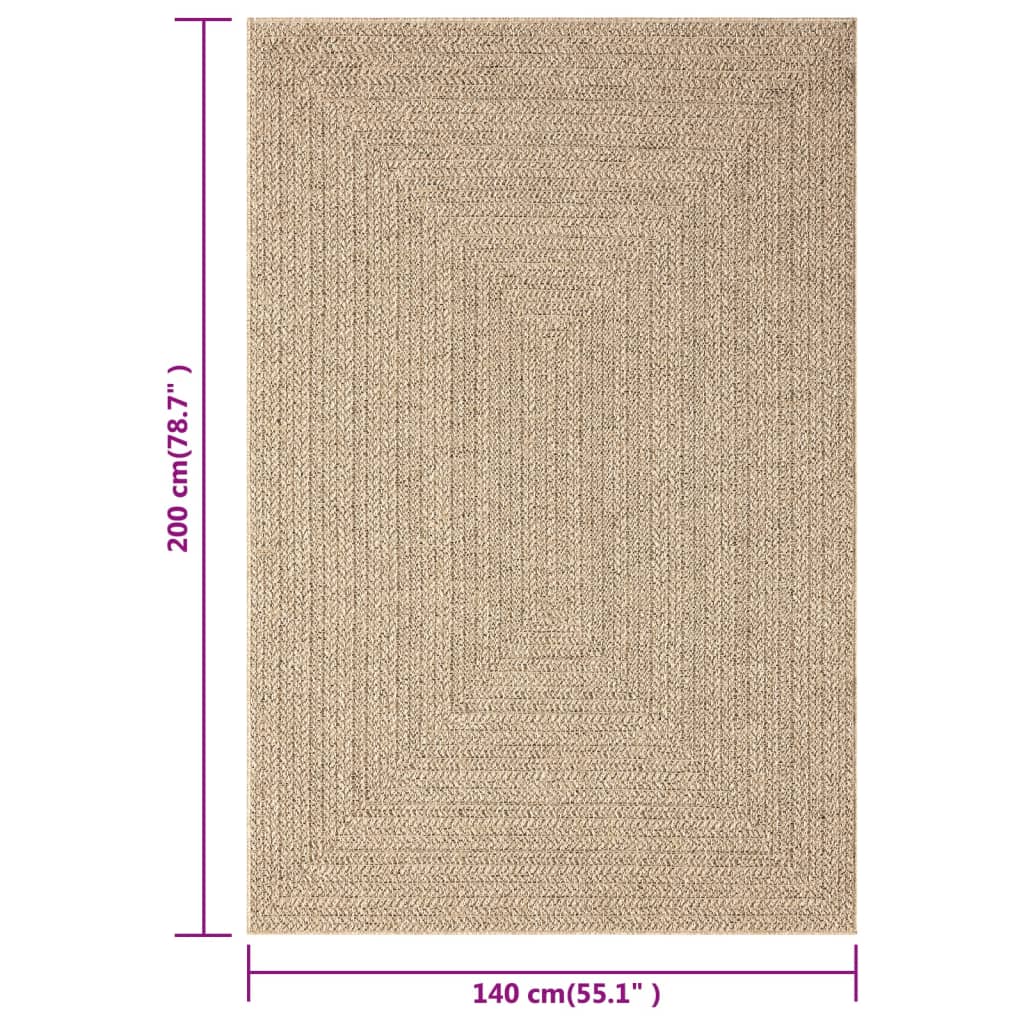 Vloerkleed 140x200 cm voor binnen en buiten jute look