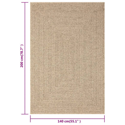 Vloerkleed 140x200 cm voor binnen en buiten jute look