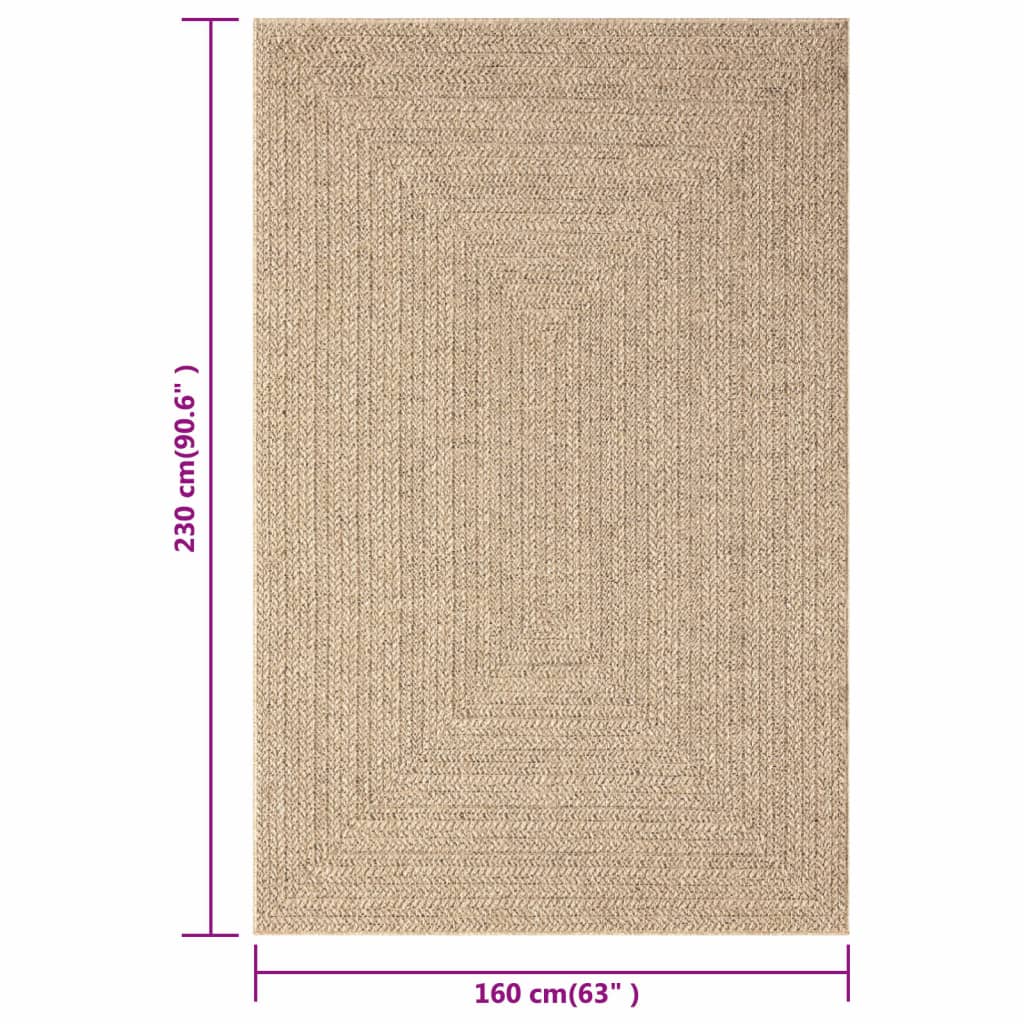 Vloerkleed 160x230 cm voor binnen en buiten jute look