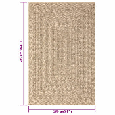 Vloerkleed 160x230 cm voor binnen en buiten jute look