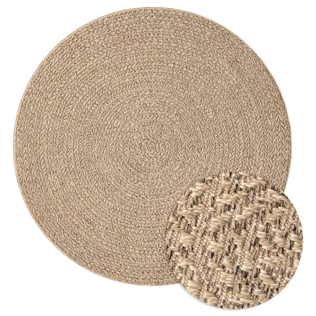 Vloerkleed 160 cm voor binnen en buiten jute look