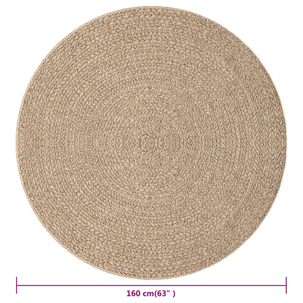 Vloerkleed 160 cm voor binnen en buiten jute look