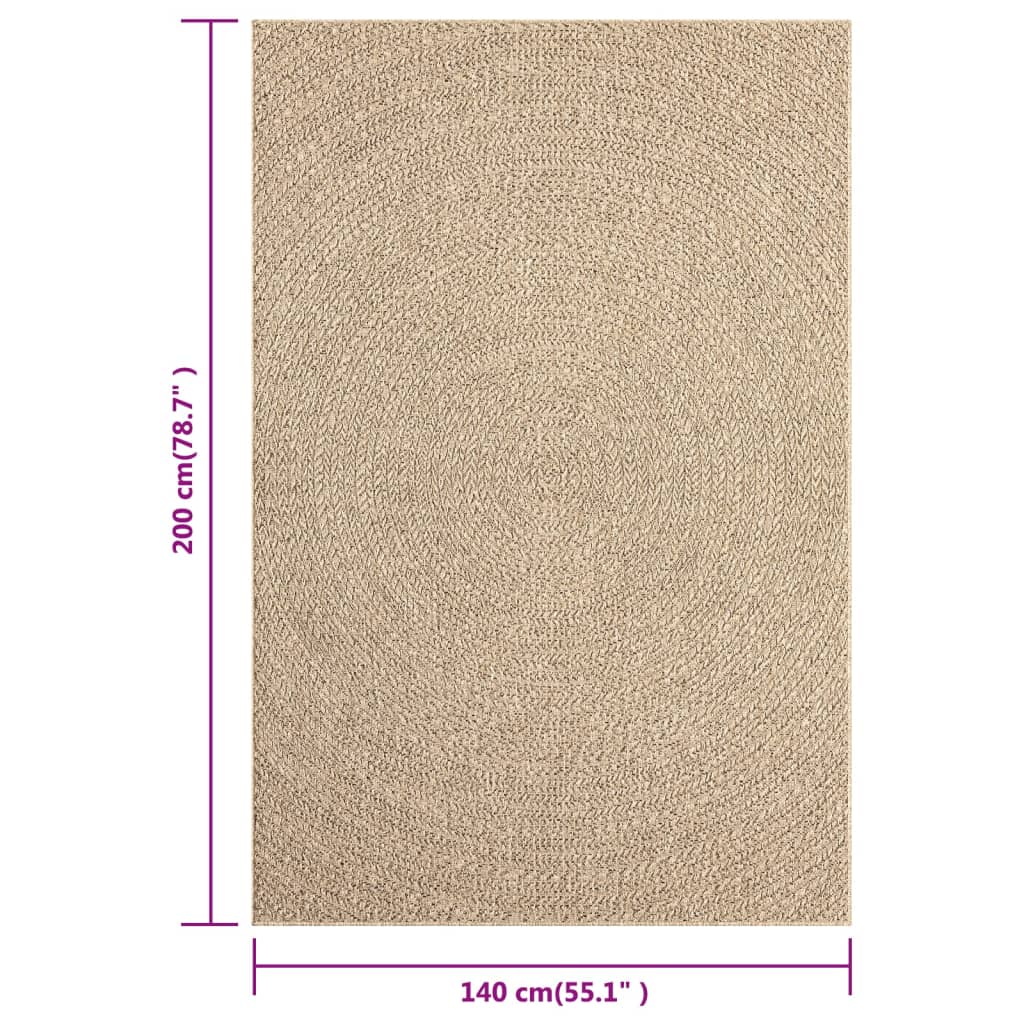 Vloerkleed 140x200 cm voor binnen en buiten jute look